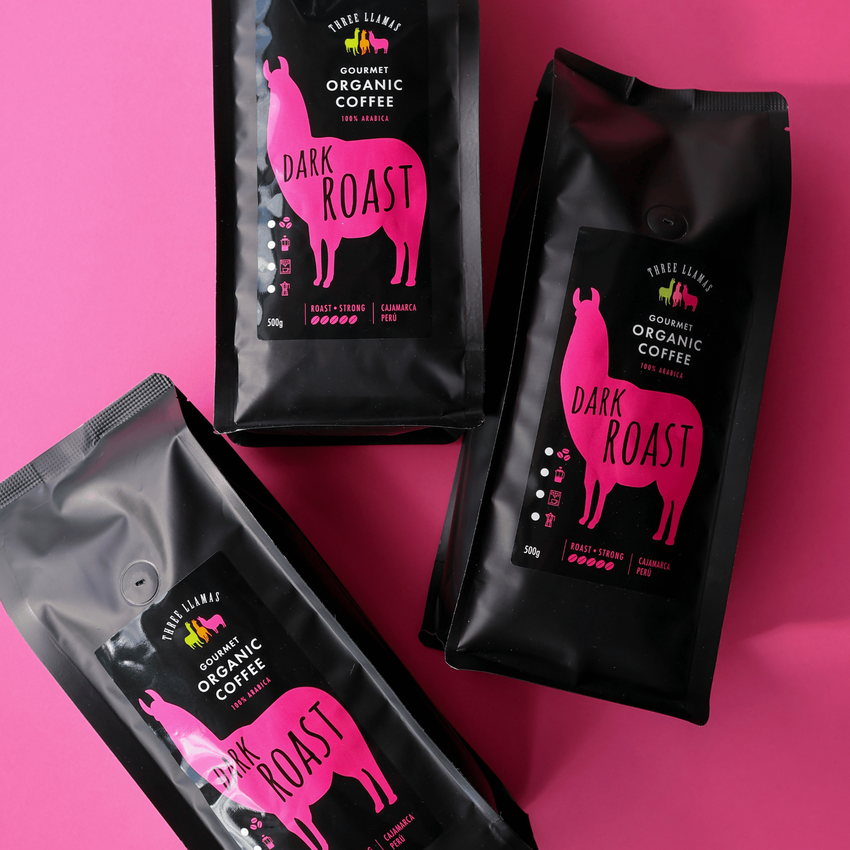 Three Llamas Organic Dark Roast Coffee