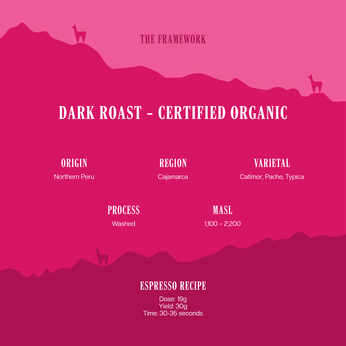 Three Llamas Dark Roast - Certified Organic Coffee