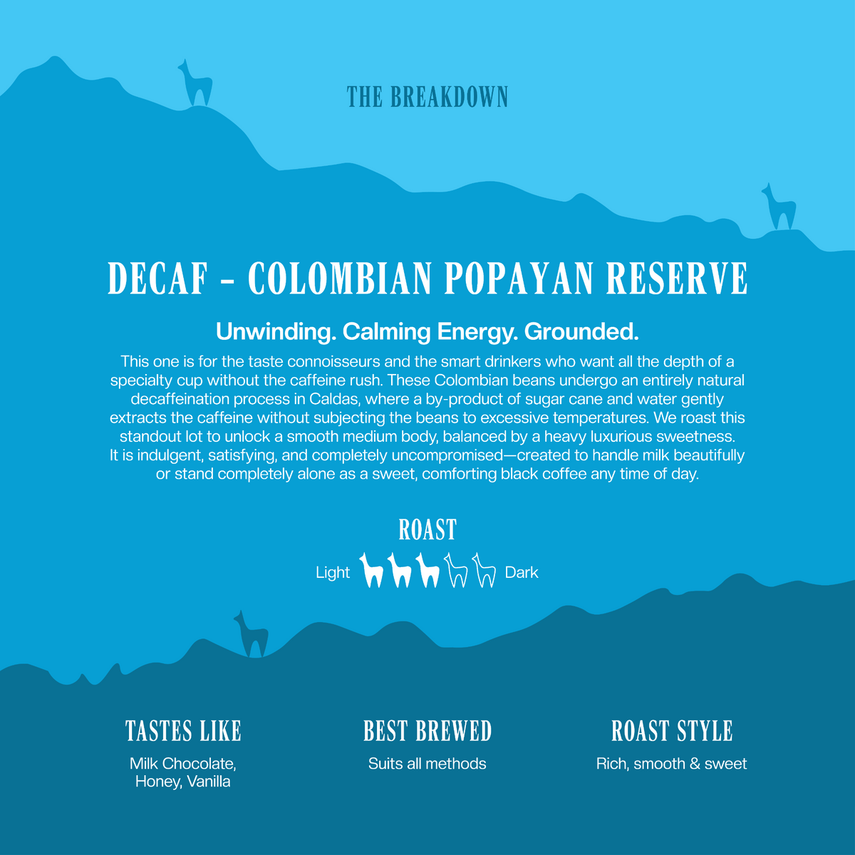 Three Llamas Decaf Colombian Coffee