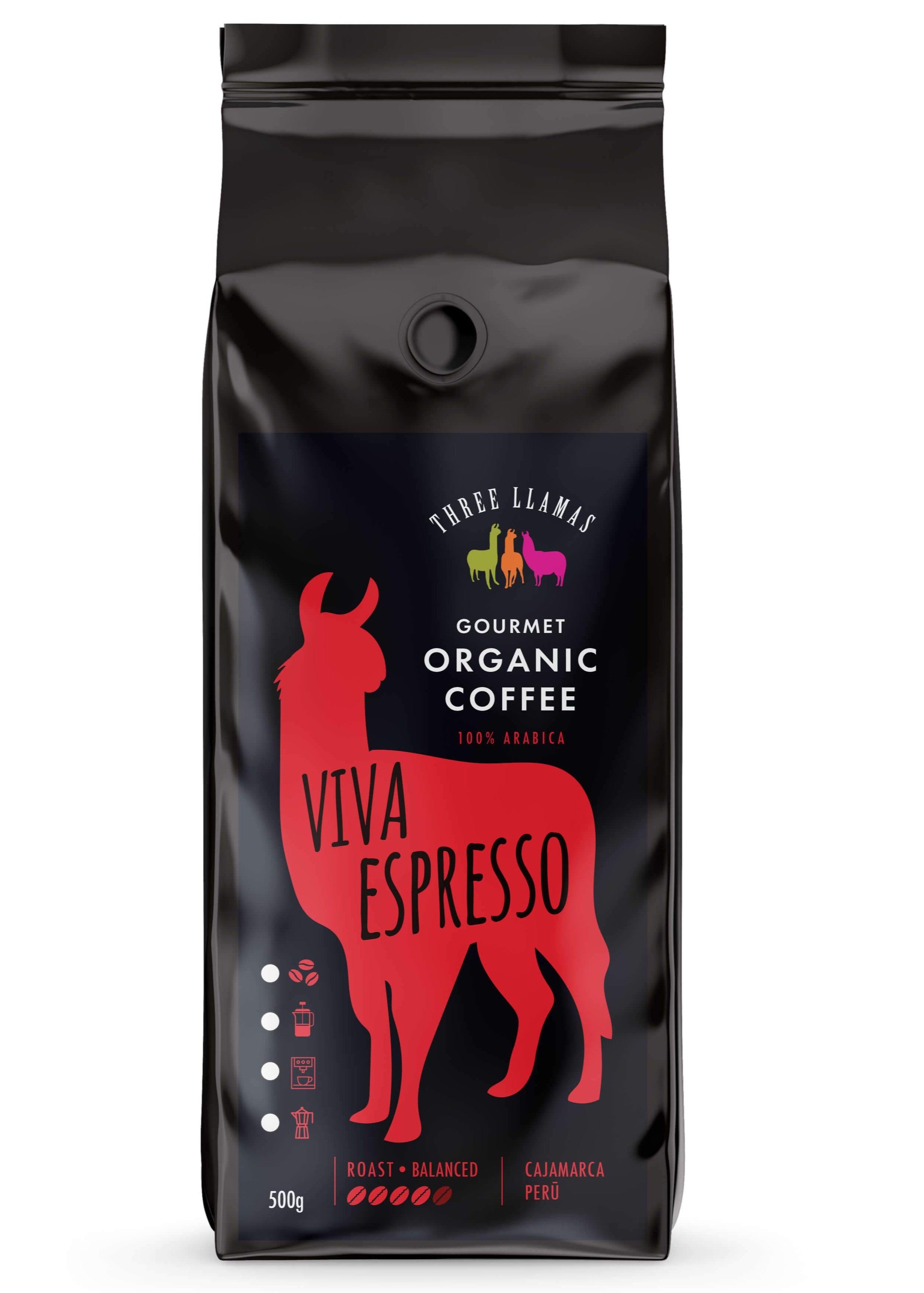 Three Llamas - Viva Certified Organic Espresso